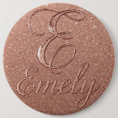 Gepersonaliseerd Roos Gouden Glitter Naam Design – Ronde Button 6,0 Cm (Voorkant)
