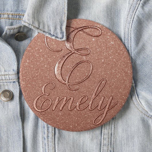 Gepersonaliseerd Roos Gouden Glitter Naam Design – Ronde Button 6,0 Cm (In situ)