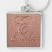 Gepersonaliseerd Roos Gouden Glitter Naam Design – Sleutelhanger (Voorkant)