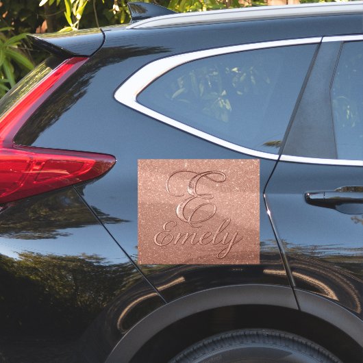 Gepersonaliseerd Roos Gouden Glitter Naam Design – Sticker (Auto Zijkant)