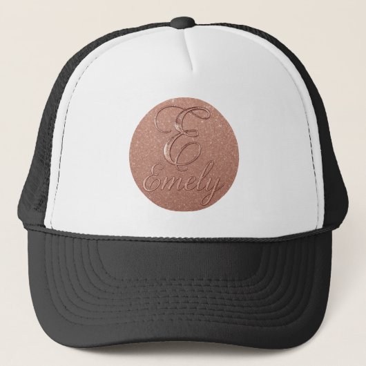 Gepersonaliseerd Roos Gouden Glitter Naam Design – Trucker Pet (Voorkant)