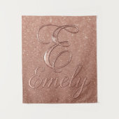 Gepersonaliseerd Roos Gouden Glitter Naam Design – Wandkleed (Voorkant)