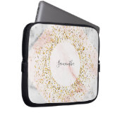 Gepersonaliseerd Roos Gouden Marmeren Glitter Lapt Laptop Sleeve (Voorkant Rechts)
