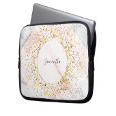 Gepersonaliseerd Roos Gouden Marmeren Glitter Lapt Laptop Sleeve (Voorkant Links)