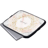 Gepersonaliseerd Roos Gouden Marmeren Glitter Lapt Laptop Sleeve (Voorkant onderkant)