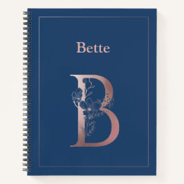 Gepersonaliseerd Roos gouden monogram Initiaal B Notitieboek