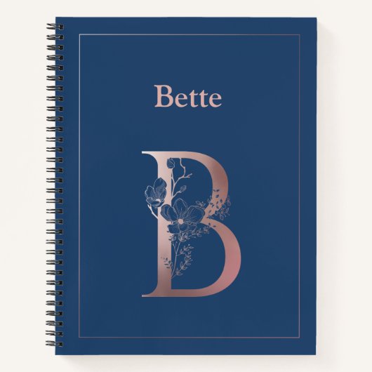 Gepersonaliseerd Roos gouden monogram Initiaal B Notitieboek (Voorkant)
