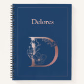 Gepersonaliseerd Roos gouden monogram Initiaal D Notitieboek (Voorkant)