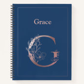 Gepersonaliseerd Roos gouden monogram Initiaal G Notitieboek (Voorkant)