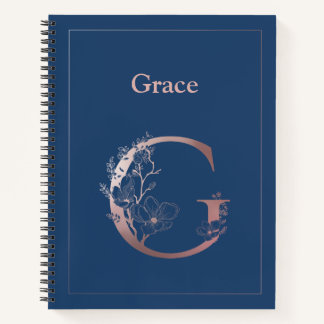 Gepersonaliseerd Roos gouden monogram Initiaal G Notitieboek
