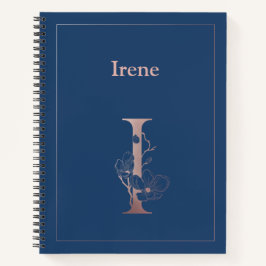 Gepersonaliseerd Roos gouden monogram Initiaal I Notitieboek