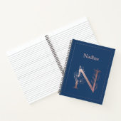Gepersonaliseerd Roos gouden monogram Initiaal N Notitieboek (Binnen)