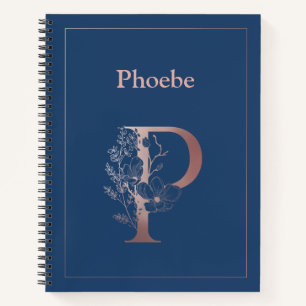 Gepersonaliseerd Roos gouden monogram Initiaal P Notitieboek