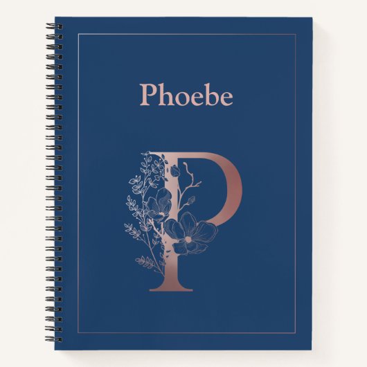 Gepersonaliseerd Roos gouden monogram Initiaal P Notitieboek (Voorkant)