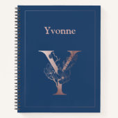 Gepersonaliseerd Roos gouden monogram Initiaal Y Notitieboek (Voorkant)