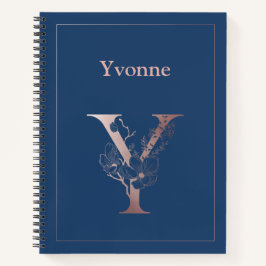 Gepersonaliseerd Roos gouden monogram Initiaal Y Notitieboek