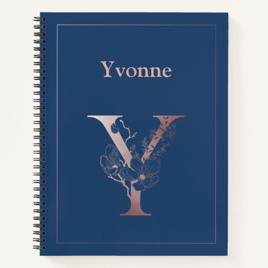Gepersonaliseerd Roos gouden monogram Initiaal Y Notitieboek (Voorkant)