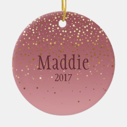 Gepersonaliseerd Roos Marsala Stars Design Keramisch Ornament (Voorkant)