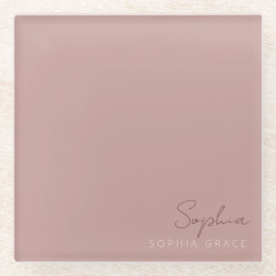 Gepersonaliseerd Roos matig handgeschreven script Glazen Onderzetter