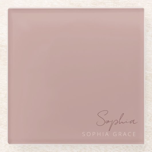 Gepersonaliseerd Roos matig handgeschreven script Glazen Onderzetter (Voorkant)