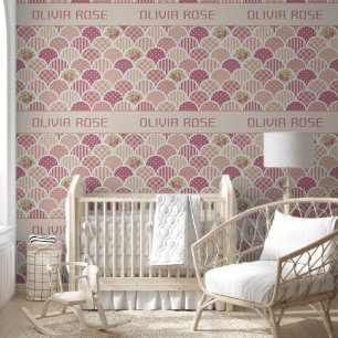 Gepersonaliseerd Roos Petal Baby Naam Wallpaper Behang