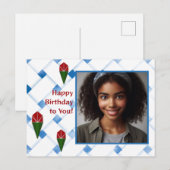 Gepersonaliseerd Roos Weave Art Rood Blauw Groen V Feestdagenkaart (Voorkant / Achterkant)