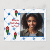 Gepersonaliseerd Roos Weave Art Rood Blauw Groen V Feestdagenkaart (Voorkant)