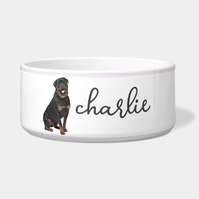 Gepersonaliseerd Rottweiler Food Voerbakje (Voorkant)