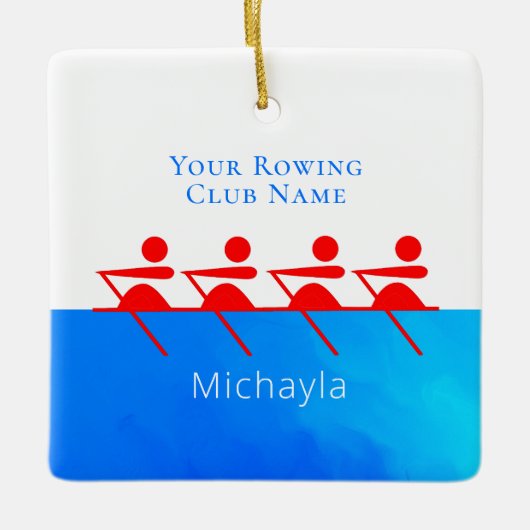 Gepersonaliseerd Rowing Club Crew Kerst Keramisch Ornament (Voorkant)
