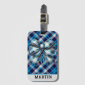 Gepersonaliseerd Royal Blue Plaid Bagagelabel (Voorkant (verticaal))