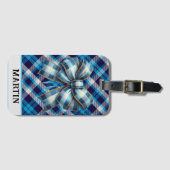 Gepersonaliseerd Royal Blue Plaid Bagagelabel (Voorkant (horizontaal))