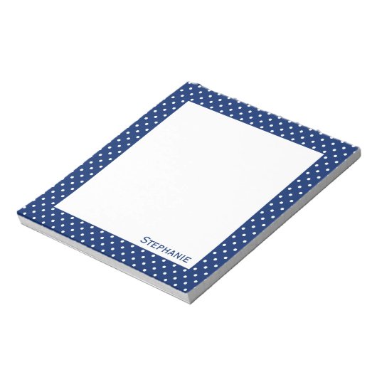 Gepersonaliseerd Royal Blue Polka Dot Pattern Notitieblok (Linkerzijde)