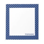 Gepersonaliseerd Royal Blue Polka Dot Pattern Notitieblok (Voorkant)