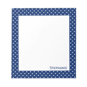 Gepersonaliseerd Royal Blue Polka Dot Pattern Notitieblok