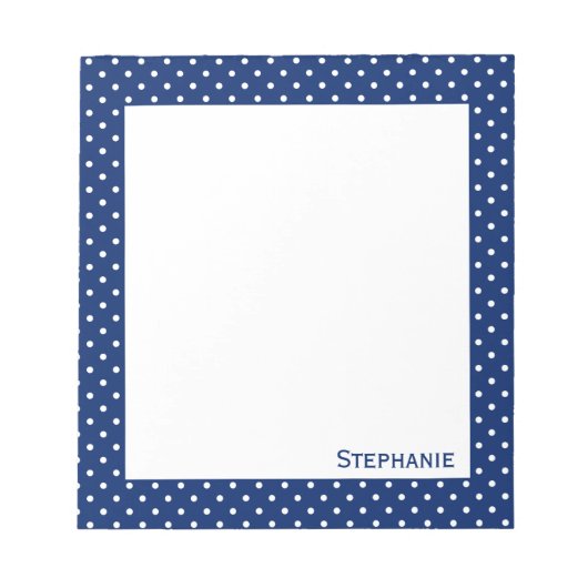 Gepersonaliseerd Royal Blue Polka Dot Pattern Notitieblok (Voorkant)