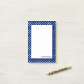 Gepersonaliseerd Royal Blue Polka Dot Pattern Post-it® Notes (Op bureau)