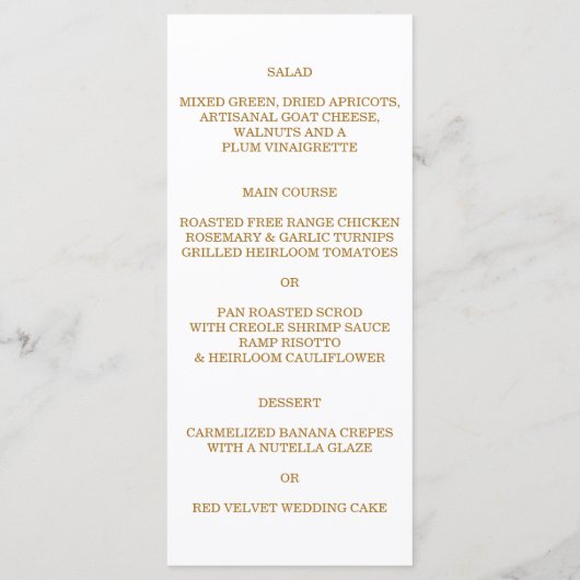 Gepersonaliseerd Royal Golden Shiny Wedding Menu (Achterkant)