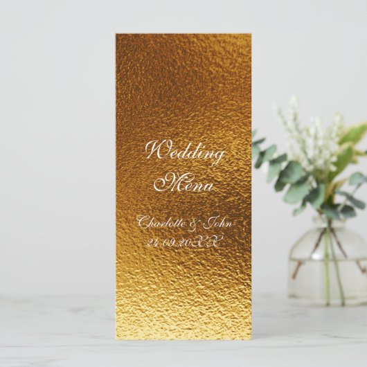 Gepersonaliseerd Royal Golden Shiny Wedding Menu (Staand voorkant)