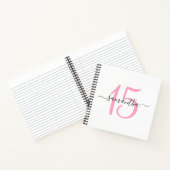 Gepersonaliseerd roze 15e verjaardag gastenboek notitieboek (Binnen)