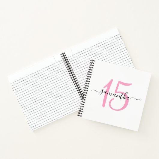 Gepersonaliseerd roze 15e verjaardag gastenboek notitieboek (Binnen)