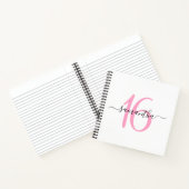 Gepersonaliseerd Roze 16e Verjaardag Gastenboek Notitieboek (Binnen)