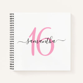 Gepersonaliseerd Roze 16e Verjaardag Gastenboek Notitieboek