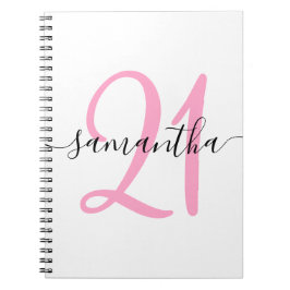 Gepersonaliseerd roze 21e Birthday Guestbook Notitieboek