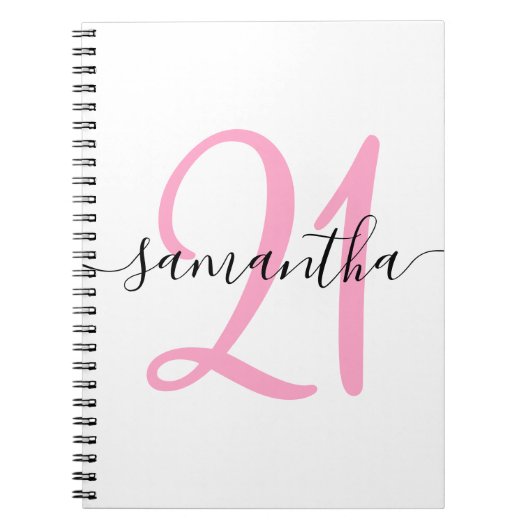 Gepersonaliseerd roze 21e Birthday Guestbook Notitieboek (Voorkant)
