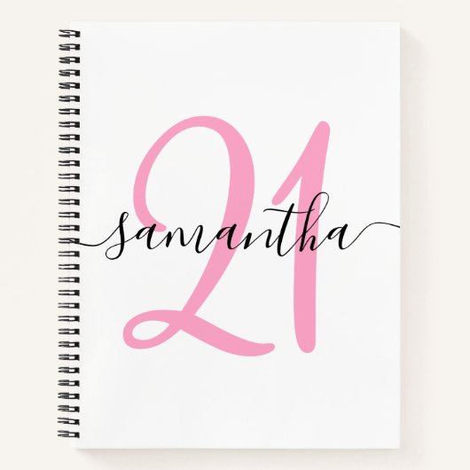 Gepersonaliseerd roze 21e Birthday Guestbook Notitieboek (Voorkant)