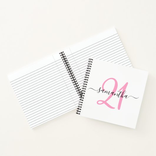 Gepersonaliseerd roze 21e Birthday Guestbook Notitieboek (Binnen)