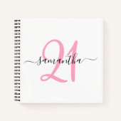 Gepersonaliseerd roze 21e Birthday Guestbook Notitieboek (Voorkant)