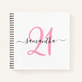 Gepersonaliseerd roze 21e Birthday Guestbook Notitieboek