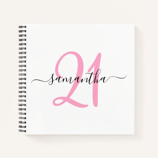 Gepersonaliseerd roze 21e Birthday Guestbook Notitieboek (Voorkant)