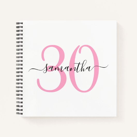 Gepersonaliseerd roze 30e verjaardag gastenboek notitieboek (Voorkant)